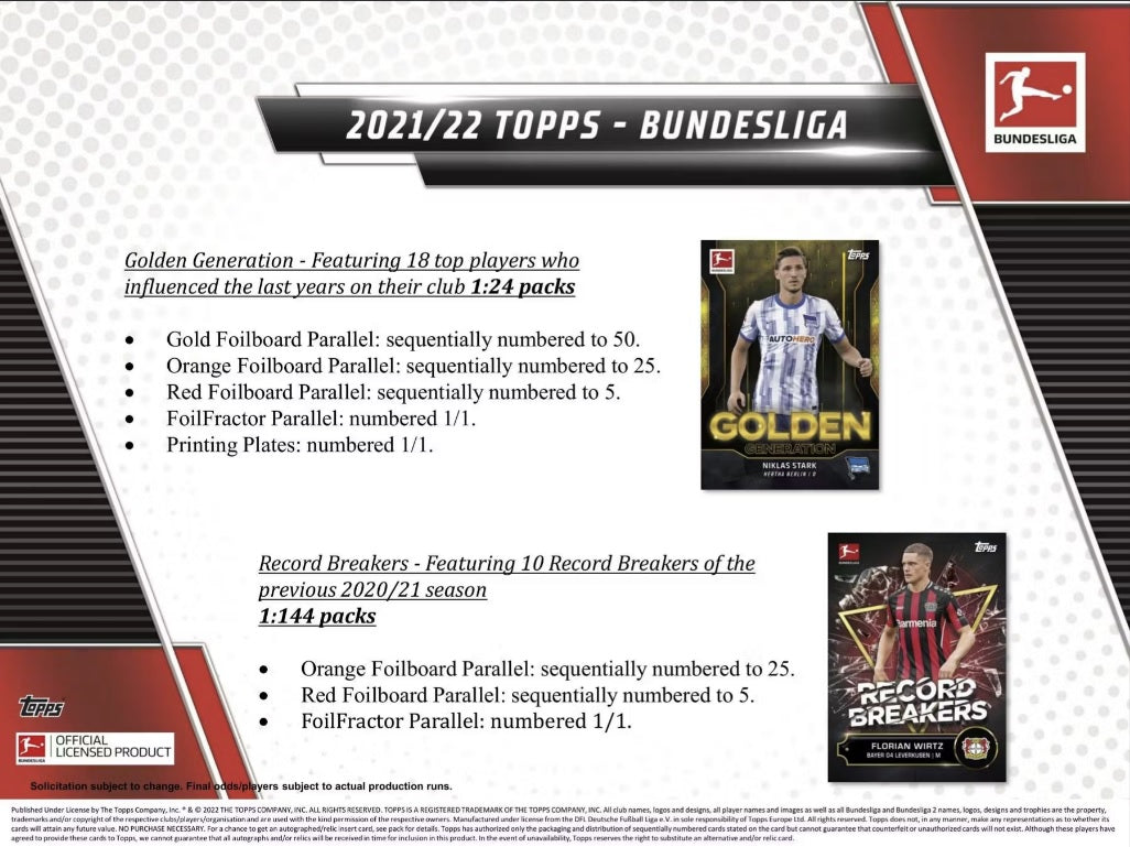 2021-22 Topps Bundesliga Soccer Hobby