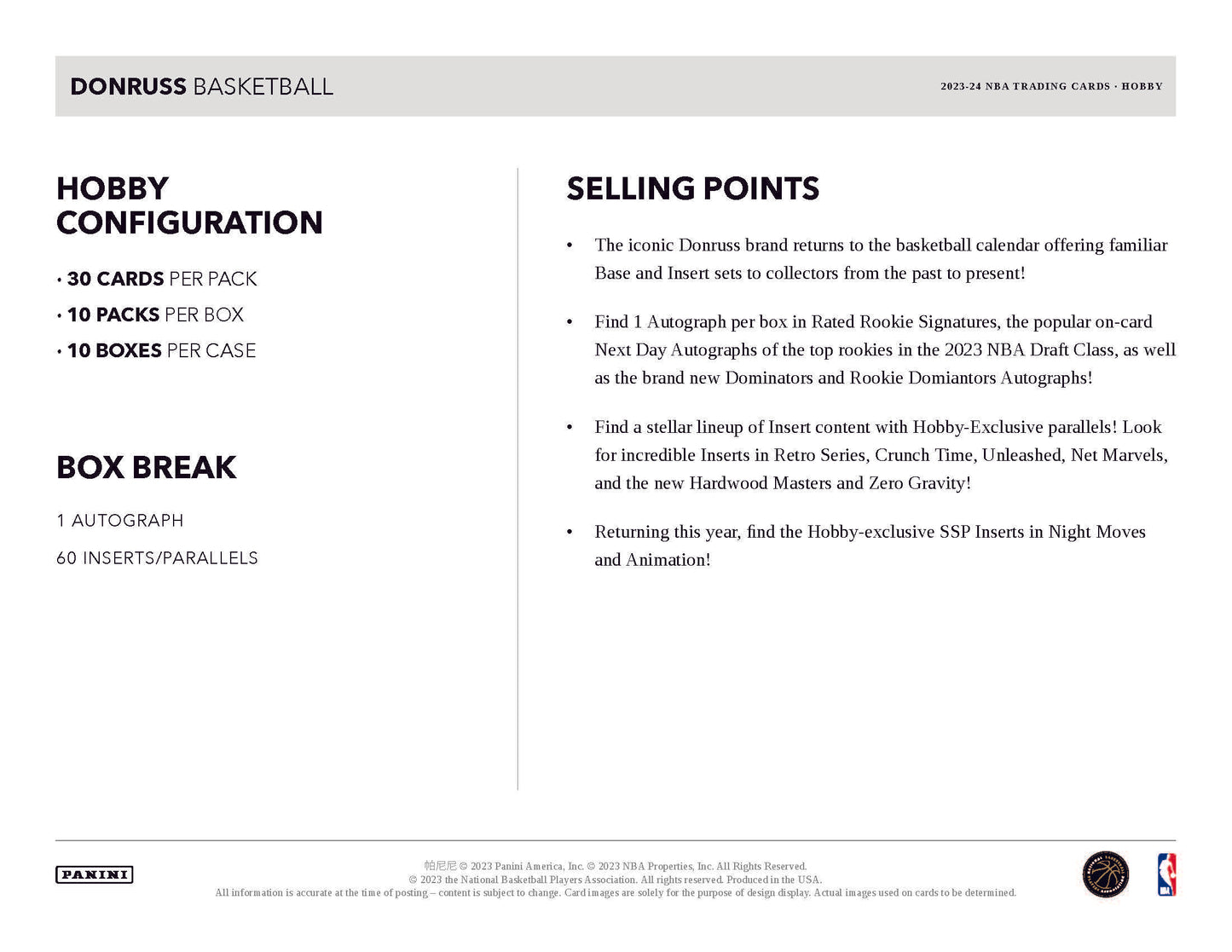 2023-24 Panini Donruss Basketball Hobby