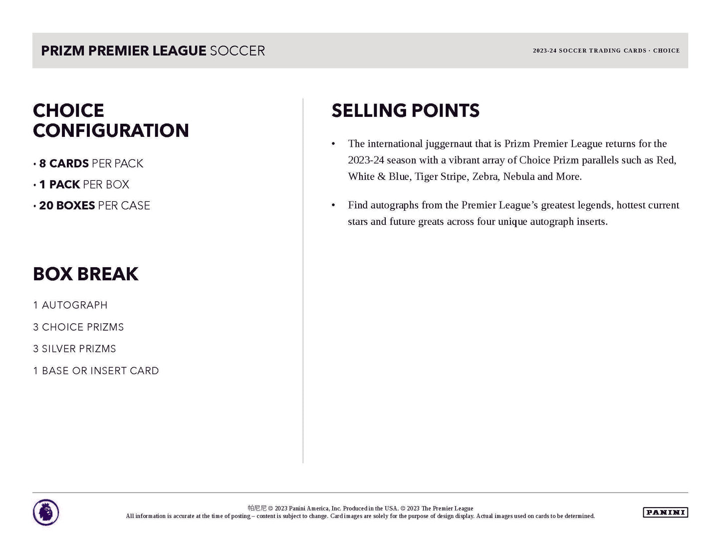 2023-24 Panini Prizm Choice EPL Soccer