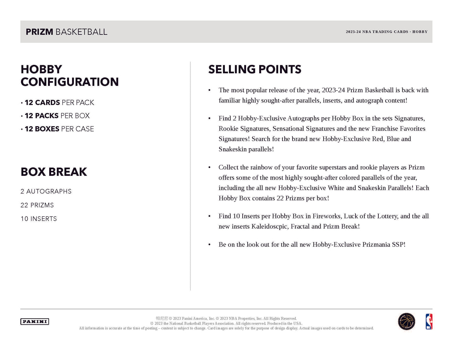 2023-24-Panini Prizm Basketball Hobby