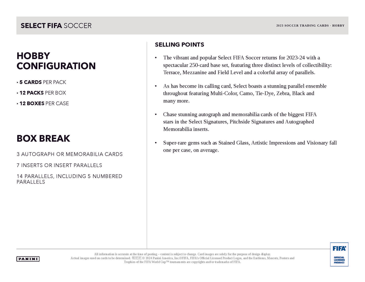 2023-24 Panini Select FIFA Soccer Hobby Box