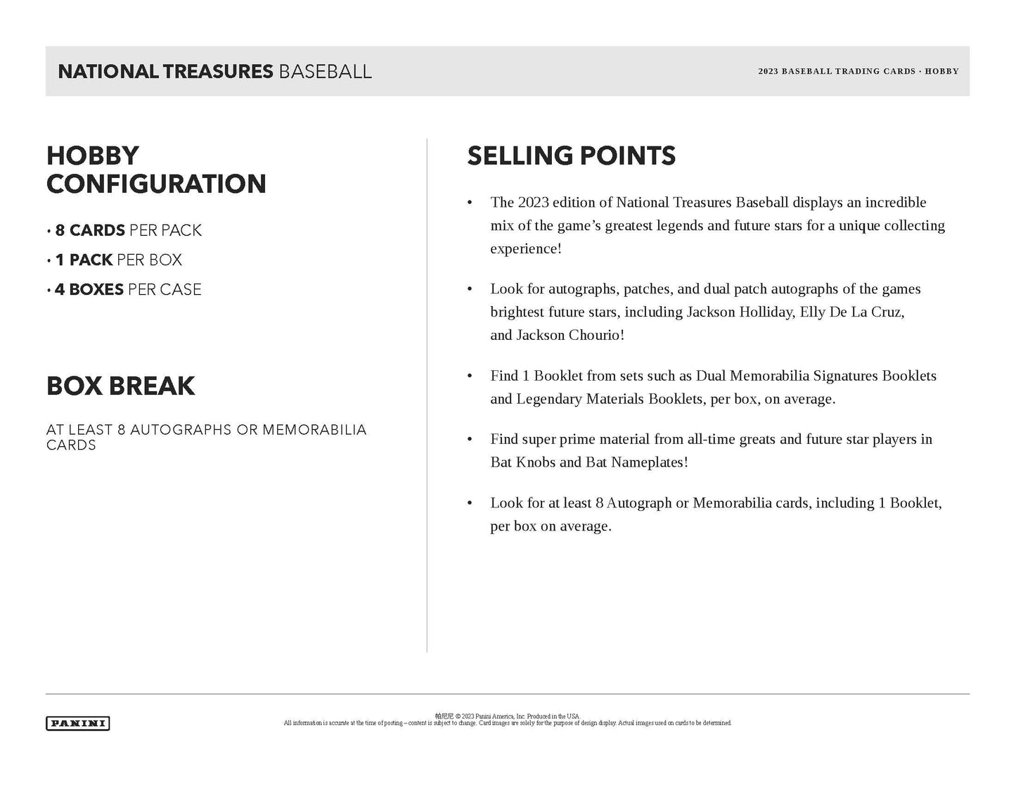 2023 Panini National Treasures Baseball Hobby (4-Box Case)