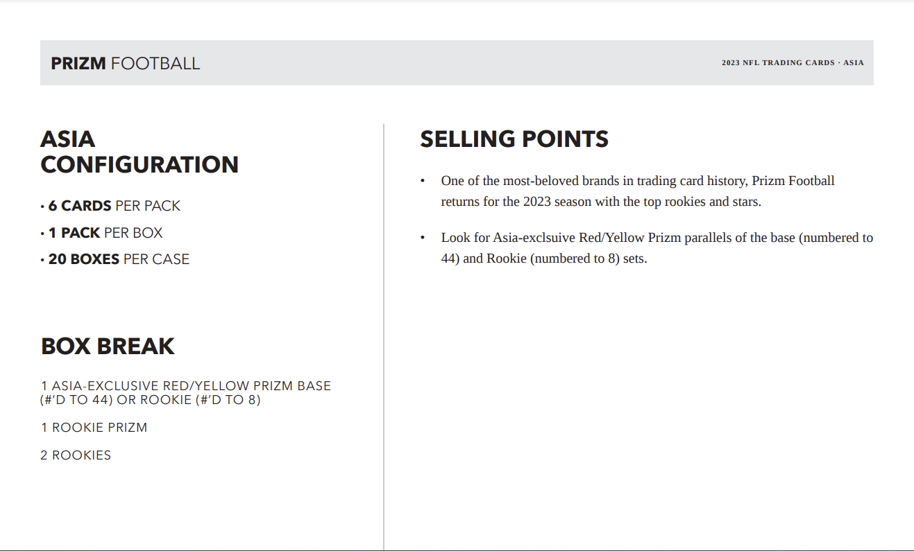 2023 Panini Prizm Football Tmall Asia (Release Date The end of March)