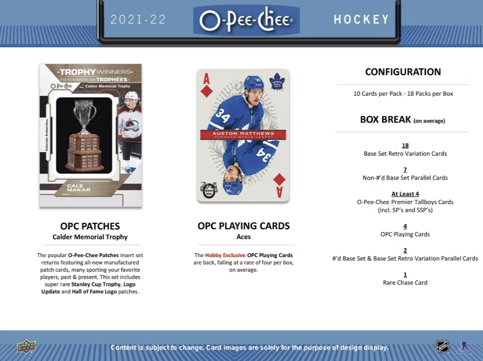 2021-22 Upper Deck O-Pee-Chee Hockey Hobby Box