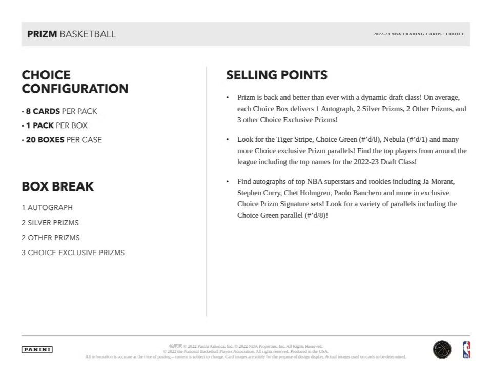 2022-23 Panini Prizm Basketball Choice Box