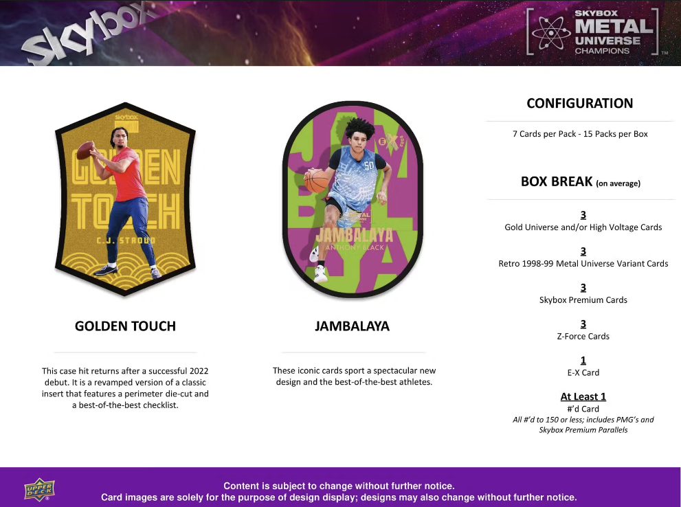 2023 Upper Deck Skybox Metal Universe Champions Hobby Box