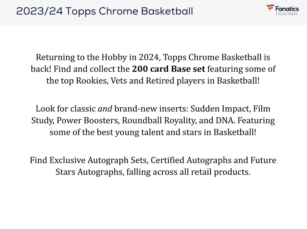2023-24 Topps Chrome Basketball Hanger Box