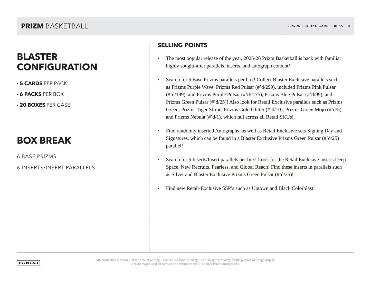 2025-26 Panini Prizm Basketball Blaster Box