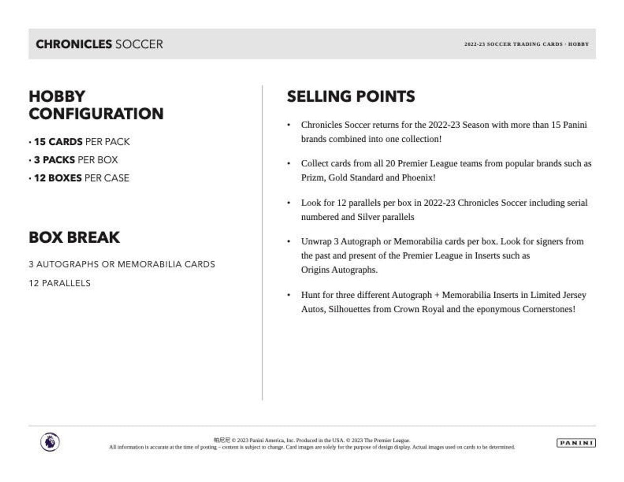 2022-23 Panini Chronicles Soccer Hobby