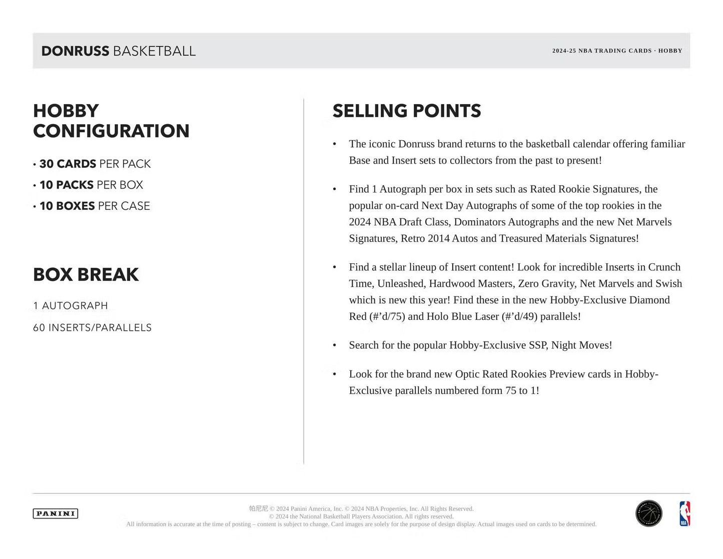 2024-25 Panini Donruss Basketball Hobby Box