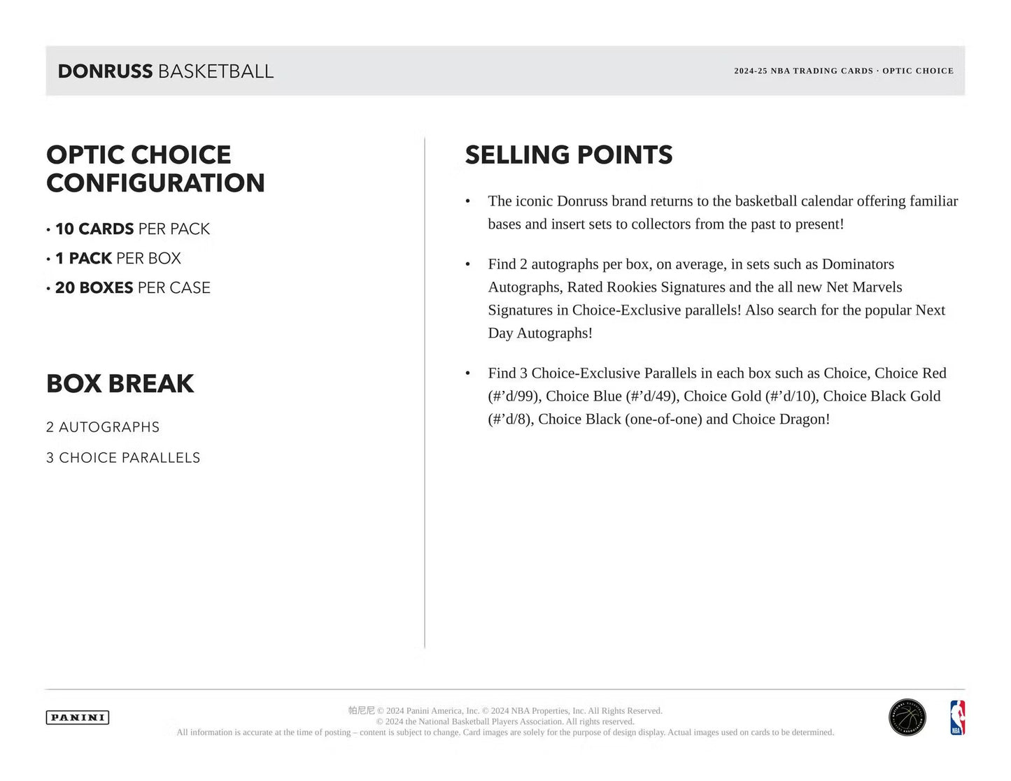 2024-25 Panini Donruss Basketball Choice Box