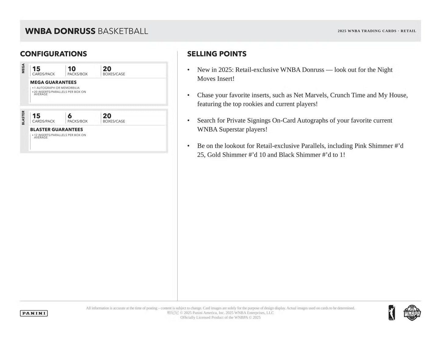 2025 Panini Donruss WNBA Basketball Blaster Box
