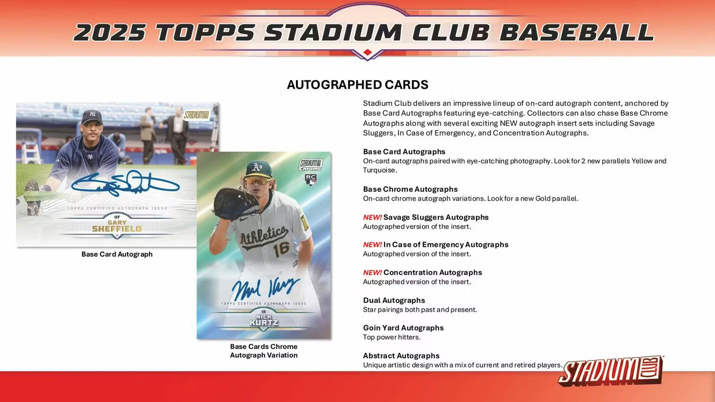 2025 Topps Stadium Club Baseball Blaster Box