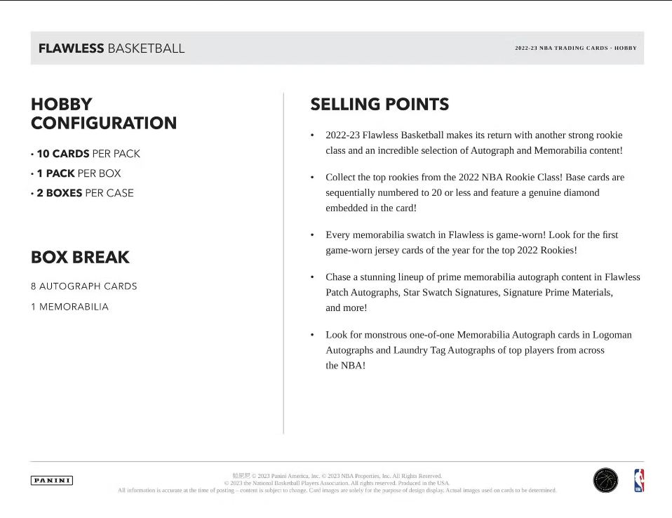 2022-23 Panini Flawless Basketball Hobby