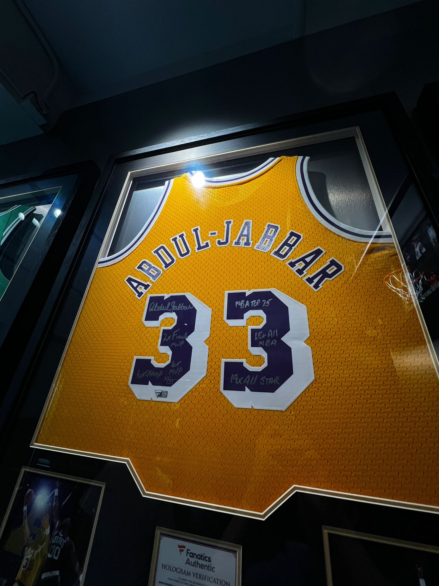 Mitchell & Ness Kareem Abdul-Jabbar Los Angeles Lakers Autographed & Inscribed Hardwood Classics #33 Replica Jersey - Limited Edition #33/33