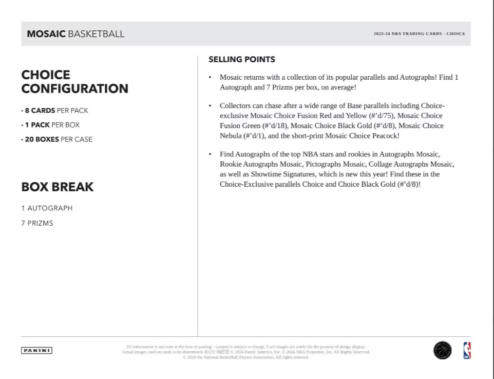 2023-24 Panini Mosaic Basketball Choice Box