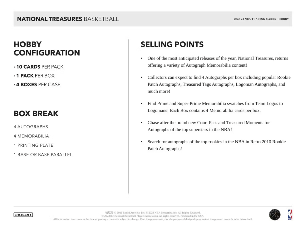 2022-23 Panini National Treasures Basketball Hobby