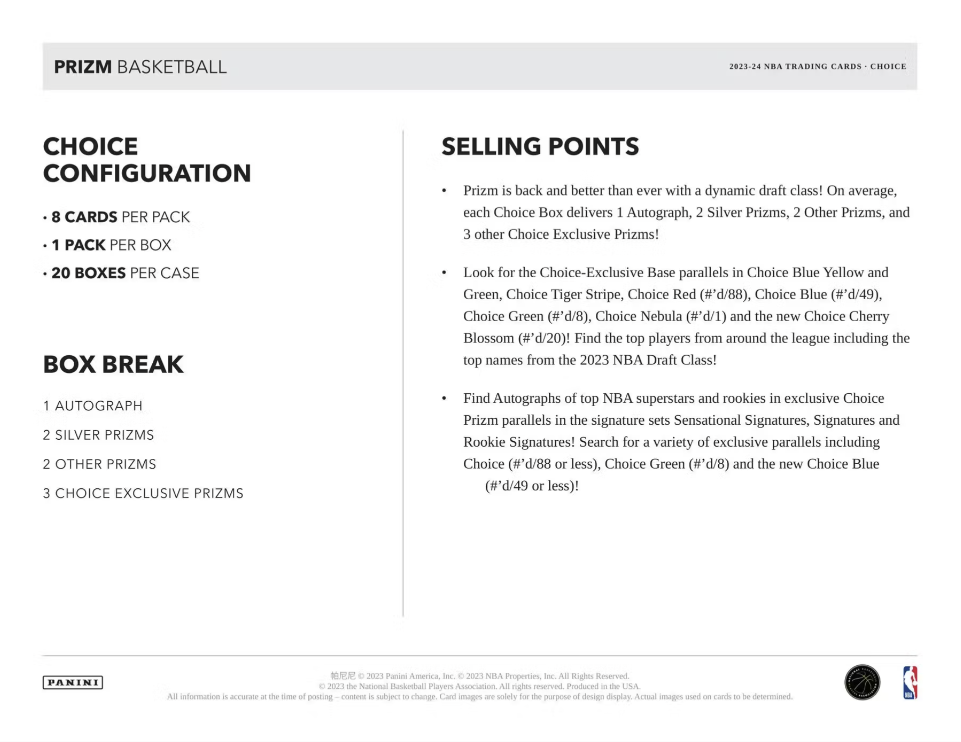 2023-24 Panini Prizm Basketball Choice Case