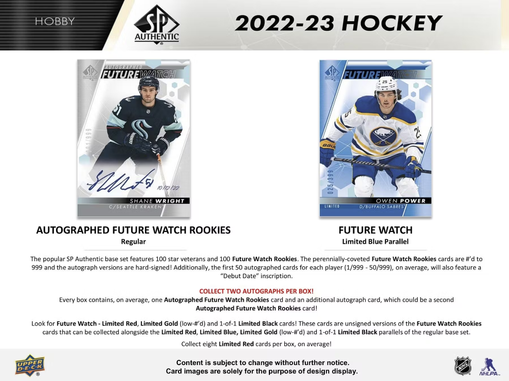 2022-23 Upper Deck SP Authentic Hockey Hobby