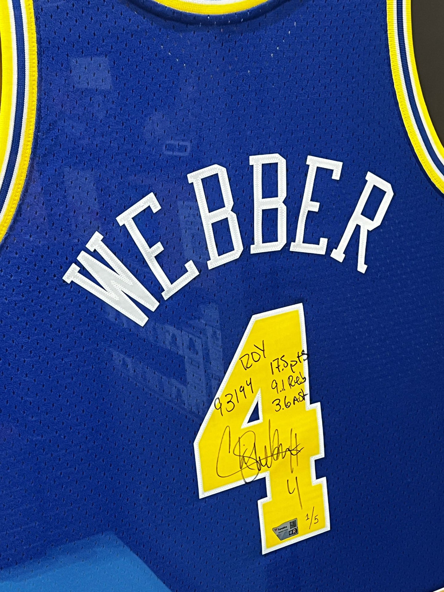 Chris Webber Golden State Warriors Autographed & Inscribed Mitchell & Ness 1993/94 Hardwood Classics #4 Replica Jersey - Limited Edition #1/5