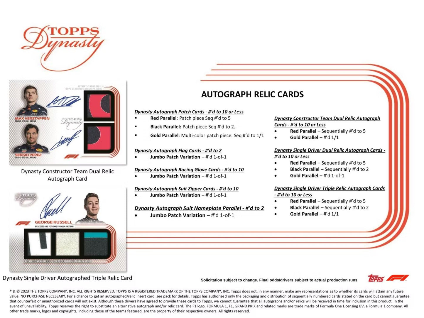 2022 Topps Dynasty F1 Formula 1 Racing Hobby 5-Box Case