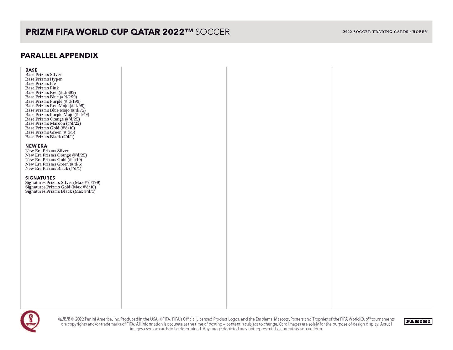 2022 Panini Prizm World Cup Soccer Hobby