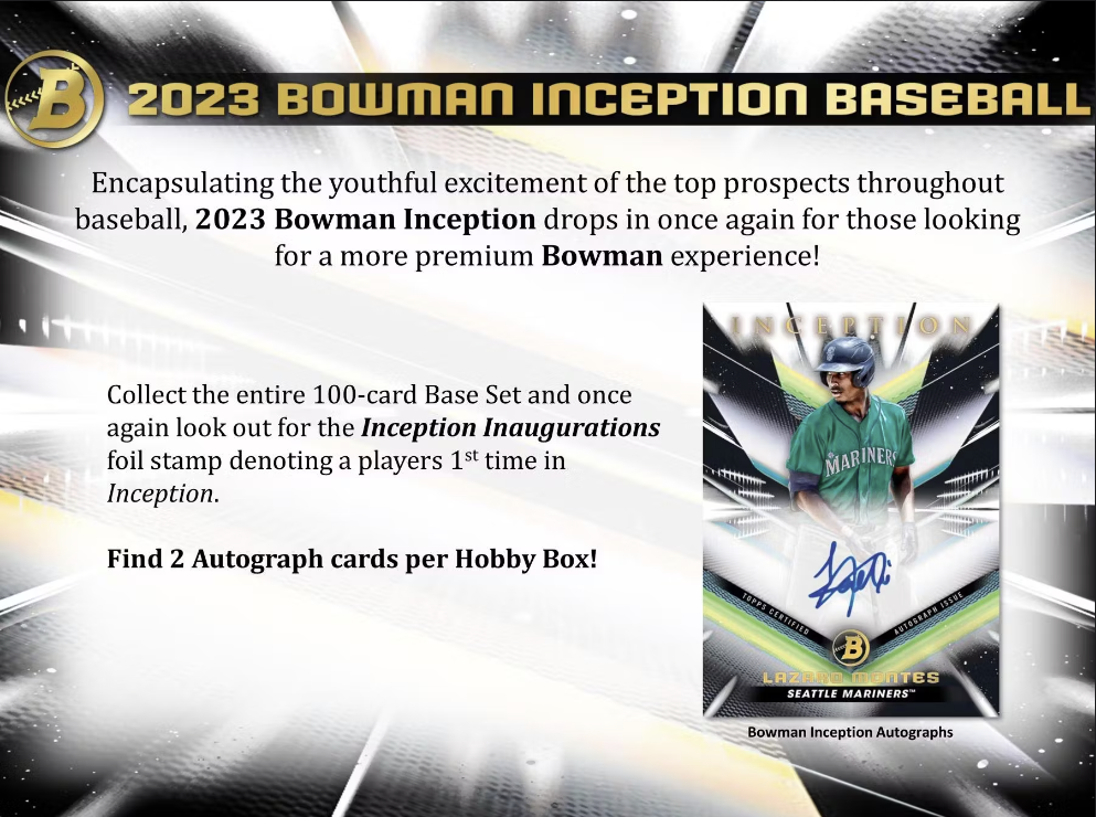 2023 Bowman Inception Baseball Hobby Box