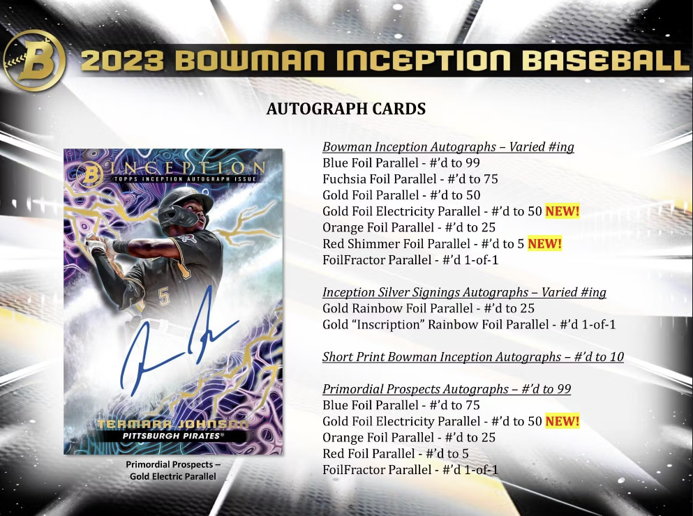 2023 Bowman Inception Baseball Hobby Box