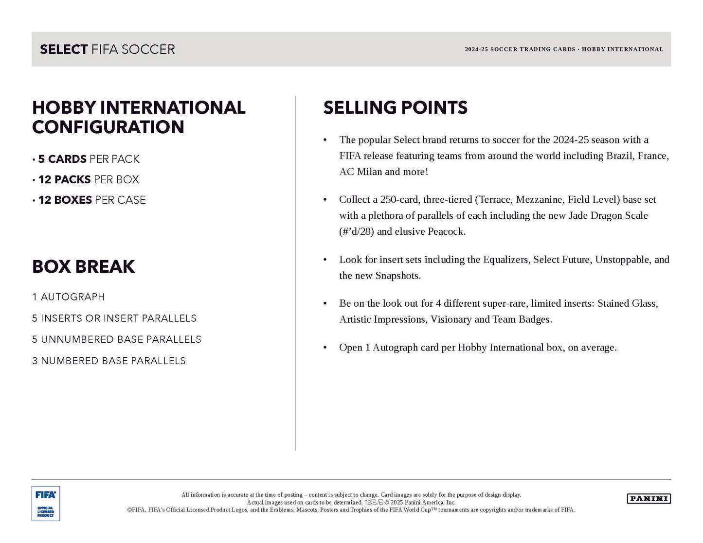 2024-25 Panini Select FIFA Hobby International Box