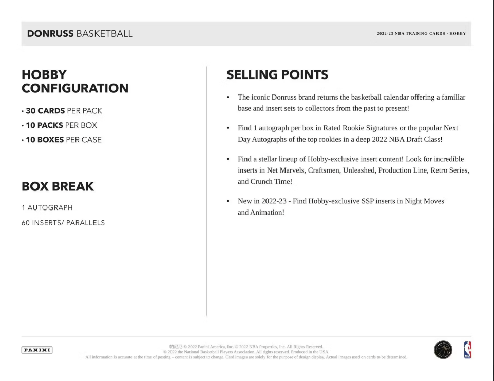 2022-23 Panini Donruss Basketball Hobby