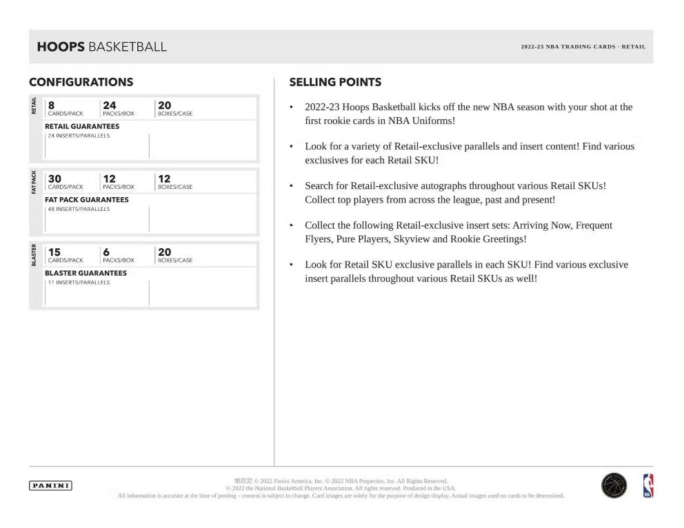 2022-23 Panini Hoops Basketball Retail (24 Packs) Box