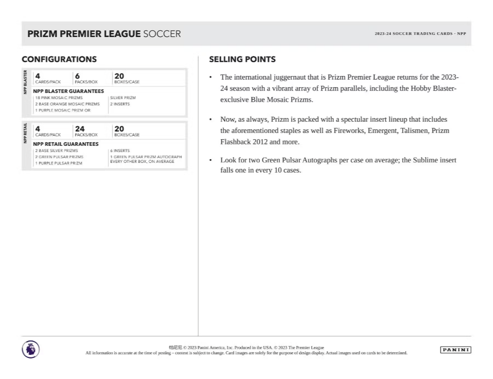 2023-24 Panini Prizm Premier League EPL Soccer Retail