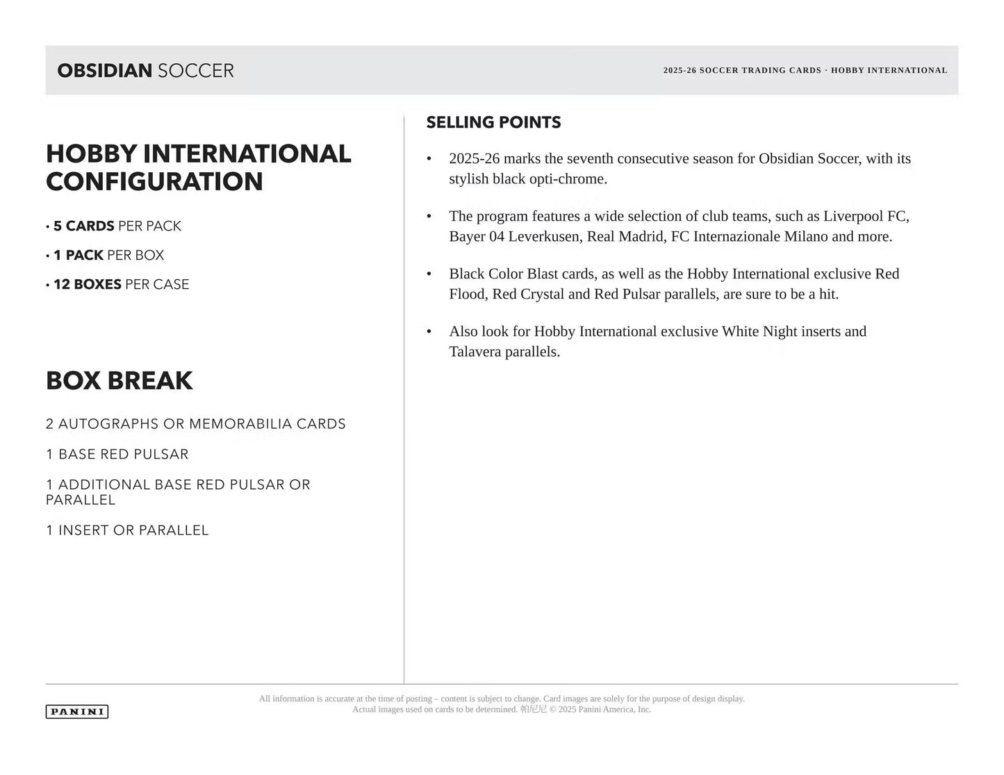 2025-26 Panini Obsidian Soccer Hobby International Box