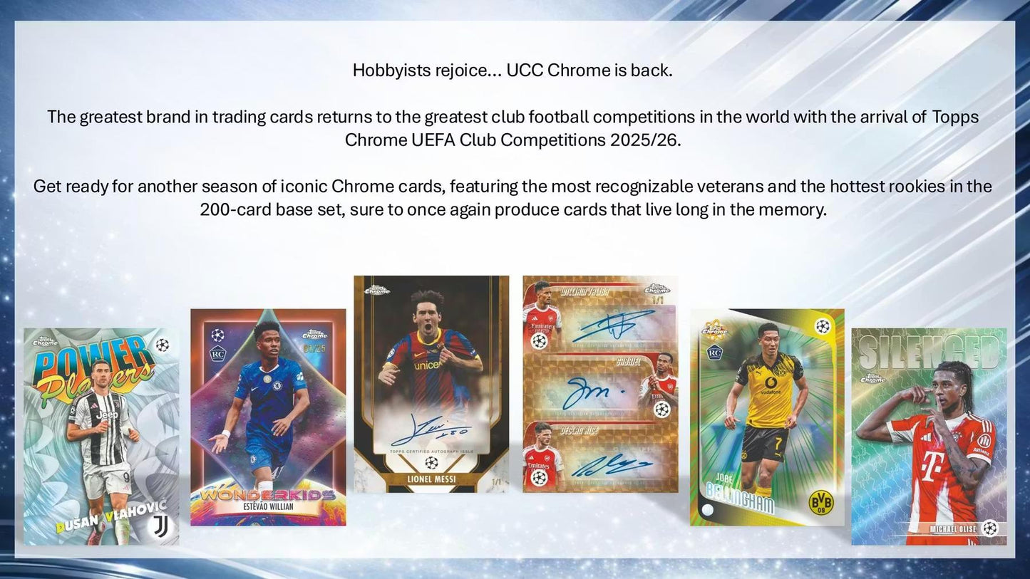 2025-26 Topps Chrome UEFA Club Competitions Soccer Hobby Box