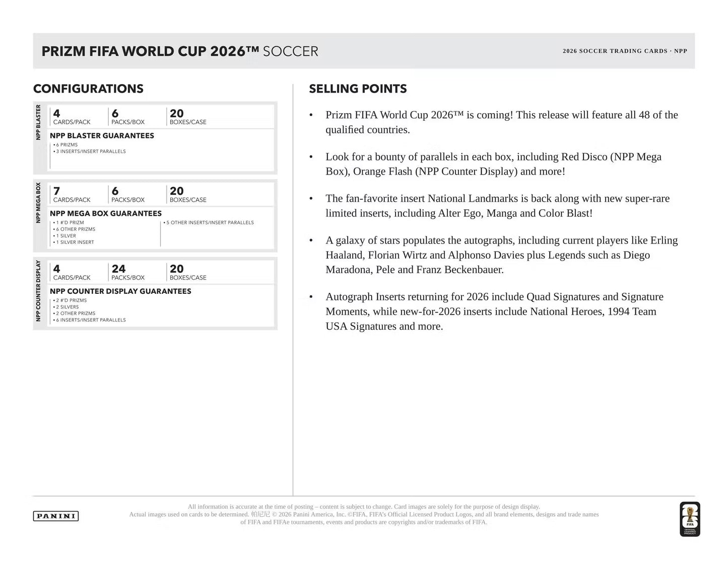 2026 Panini Prizm World Cup Soccer Mega Box