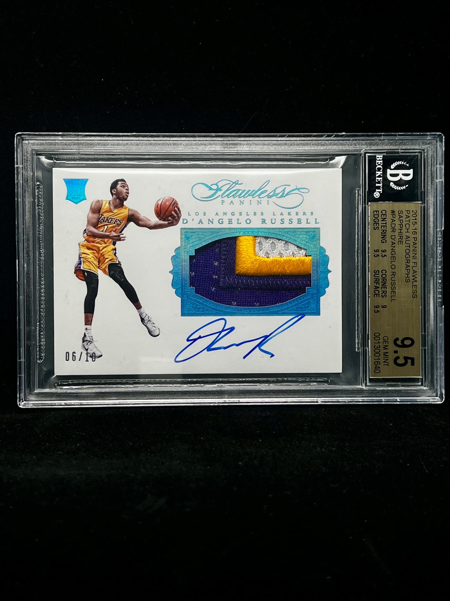 D'Angelo Russell Panini Flawless 2015-16 Patch Auto sapphire 06/10