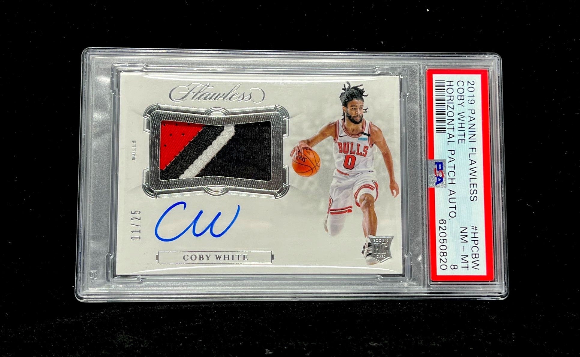 Coby White Panini Flaless 2019 Horizontal Patch Auto PSA8 01/25