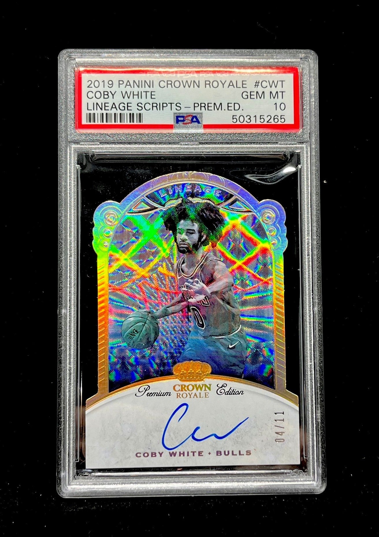 Coby White Panini Crown Royale 2019 Lineage Scripts PSA10 04/11