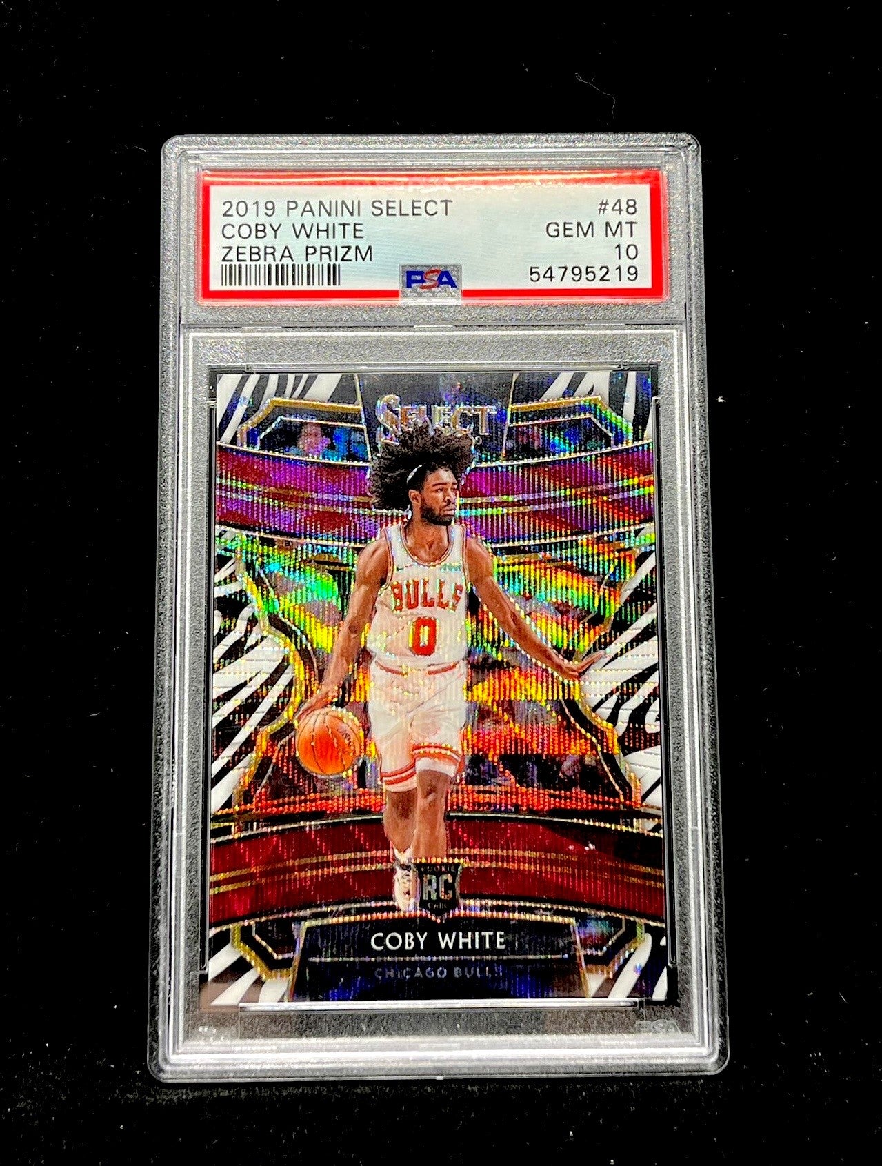 Coby White Panini Select 2019 Zebra Prizm PSA10