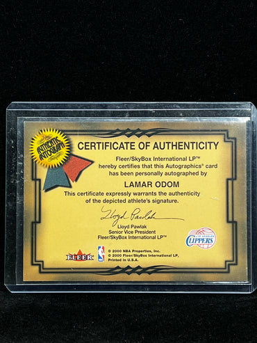 Lamar Odom NBA Fleer Autographics 2000