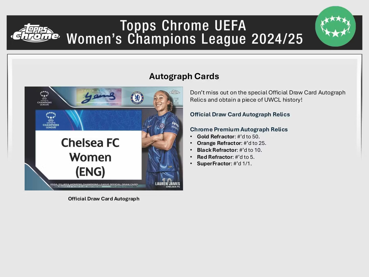 2024-25 Topps UEFA Women's Champions League UWCL Chrome Soccer Hobby