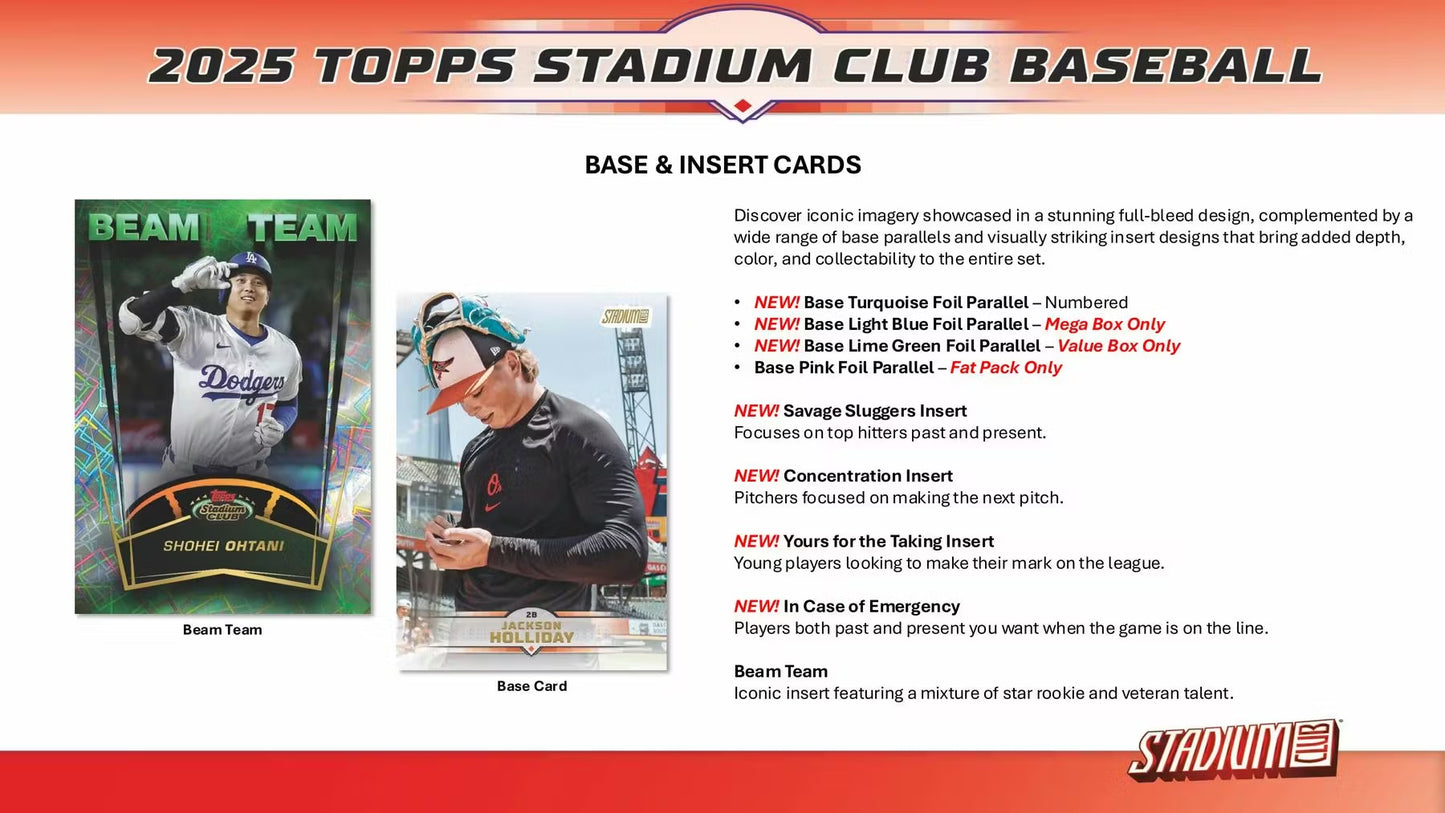 2025 Topps Stadium Club Baseball Blaster Box