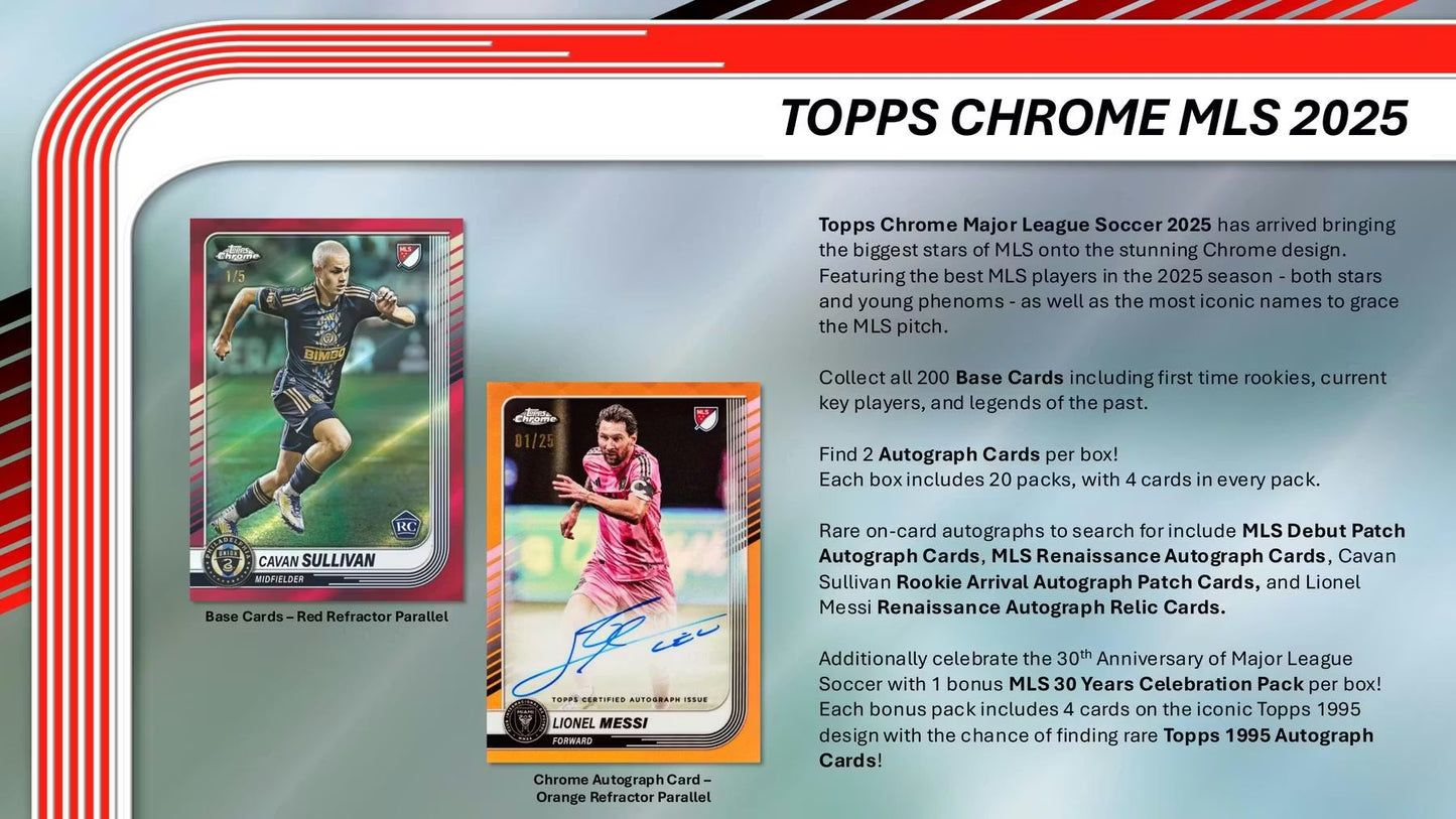2025 Topps Chrome MLS Major League Hobby Box