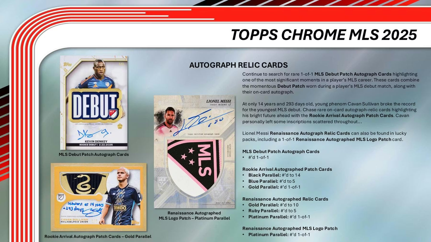 2025 Topps Chrome MLS Major League Hobby Box