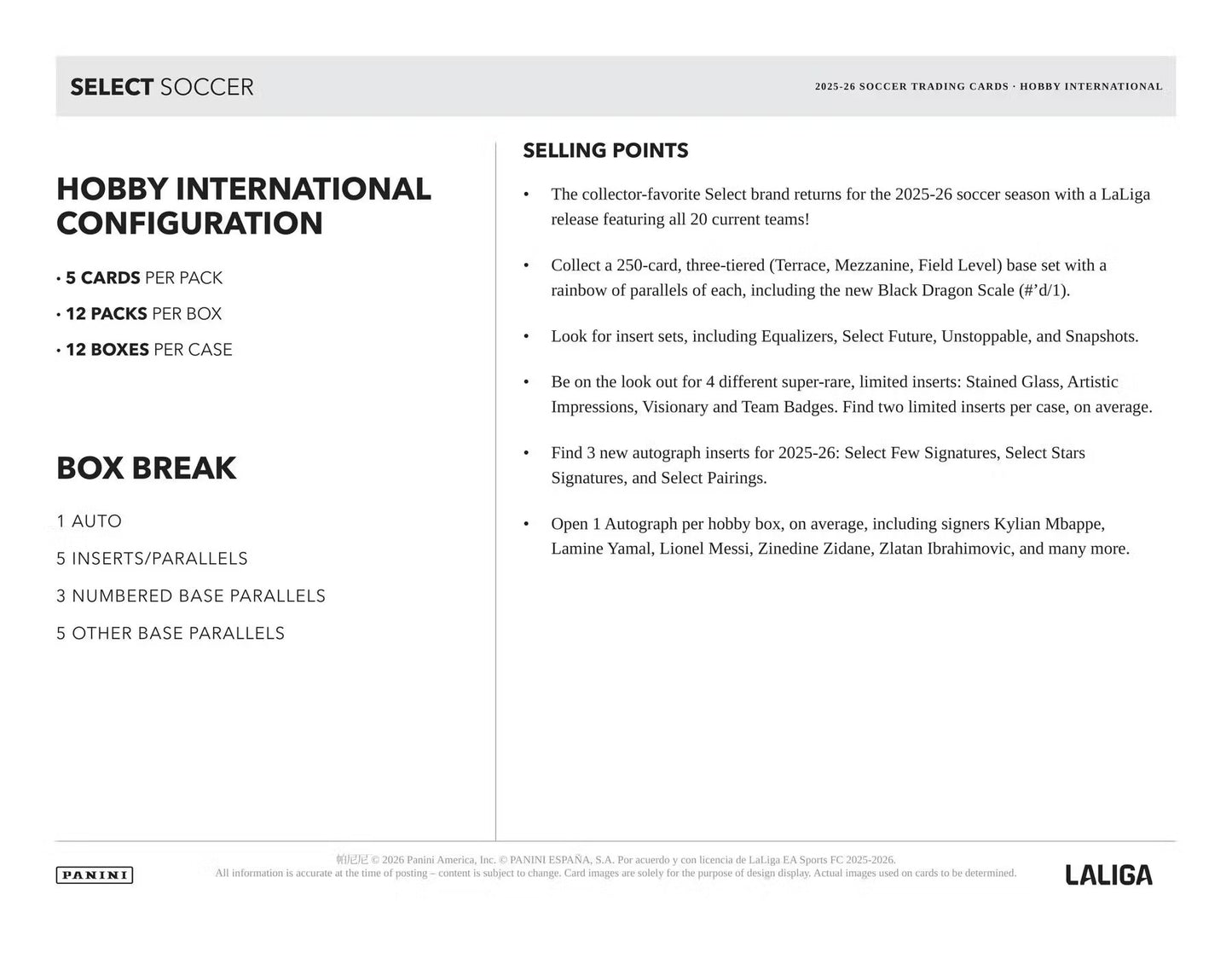 2025-26 Panini Select La Liga Soccer Hobby International Box