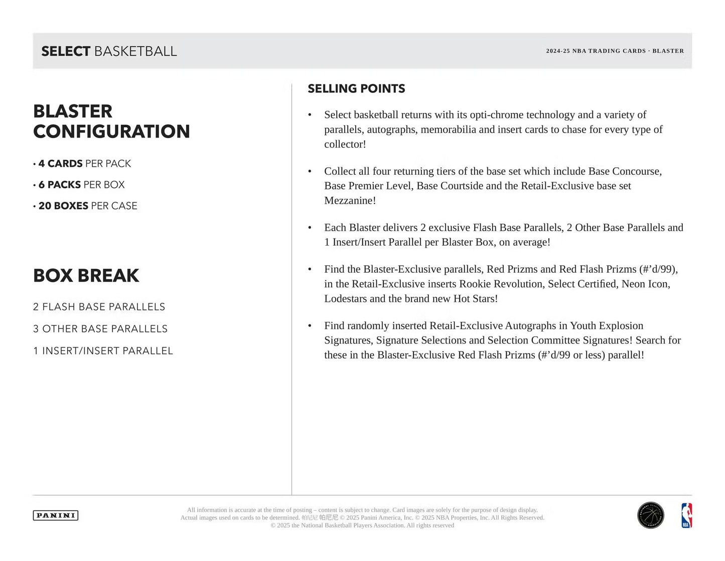 2024-25 Panini Select Basketball Blaster Box