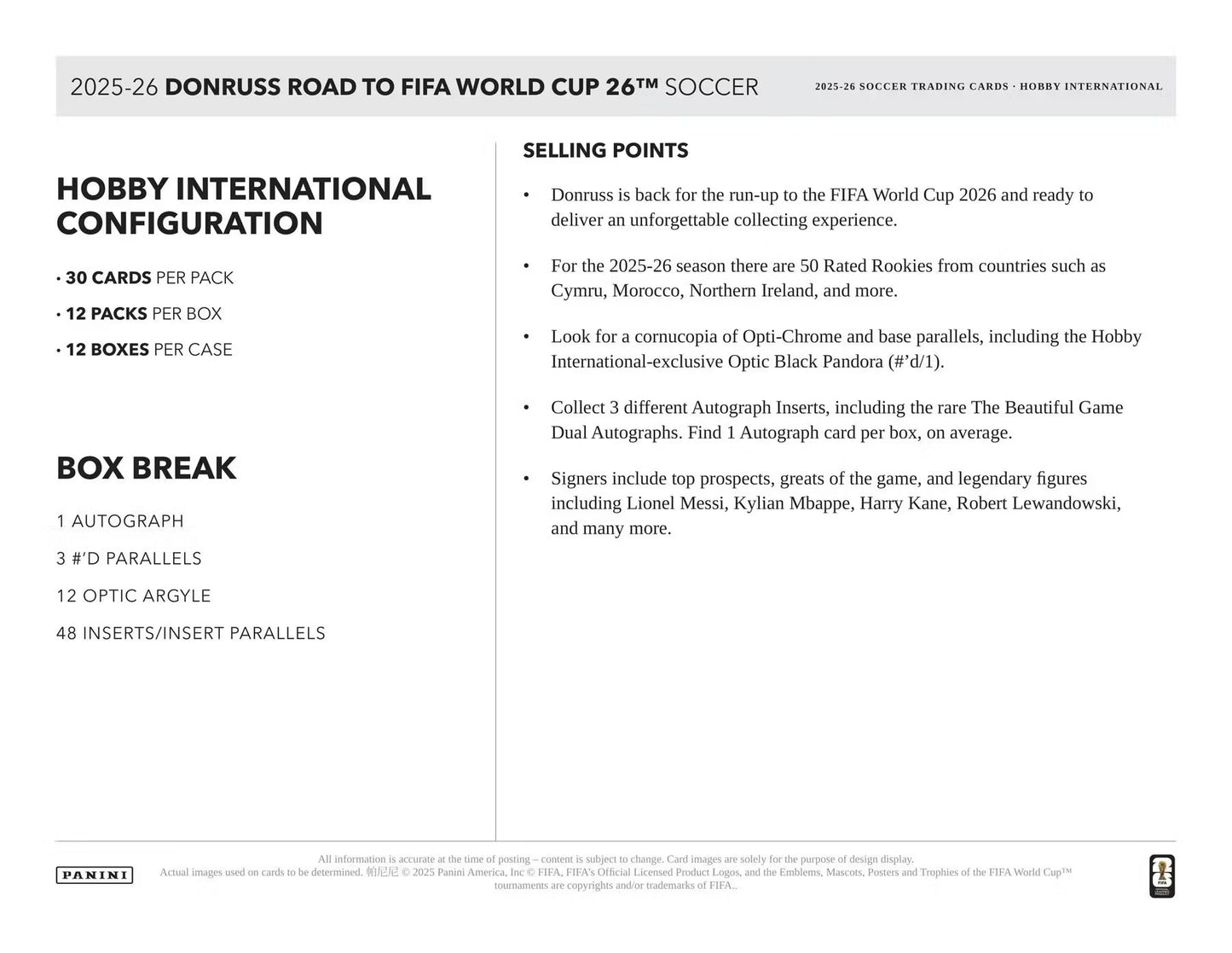 2025-26 Panini Donruss Road To FIFA World Cup International Box