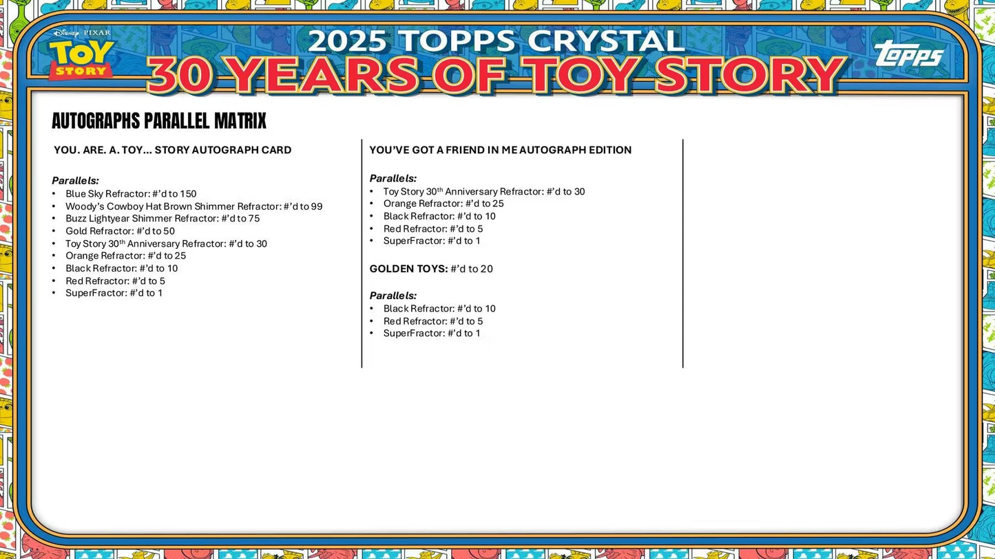 2025 Topps Crystal 30 Years of Toy Story Hobby Box