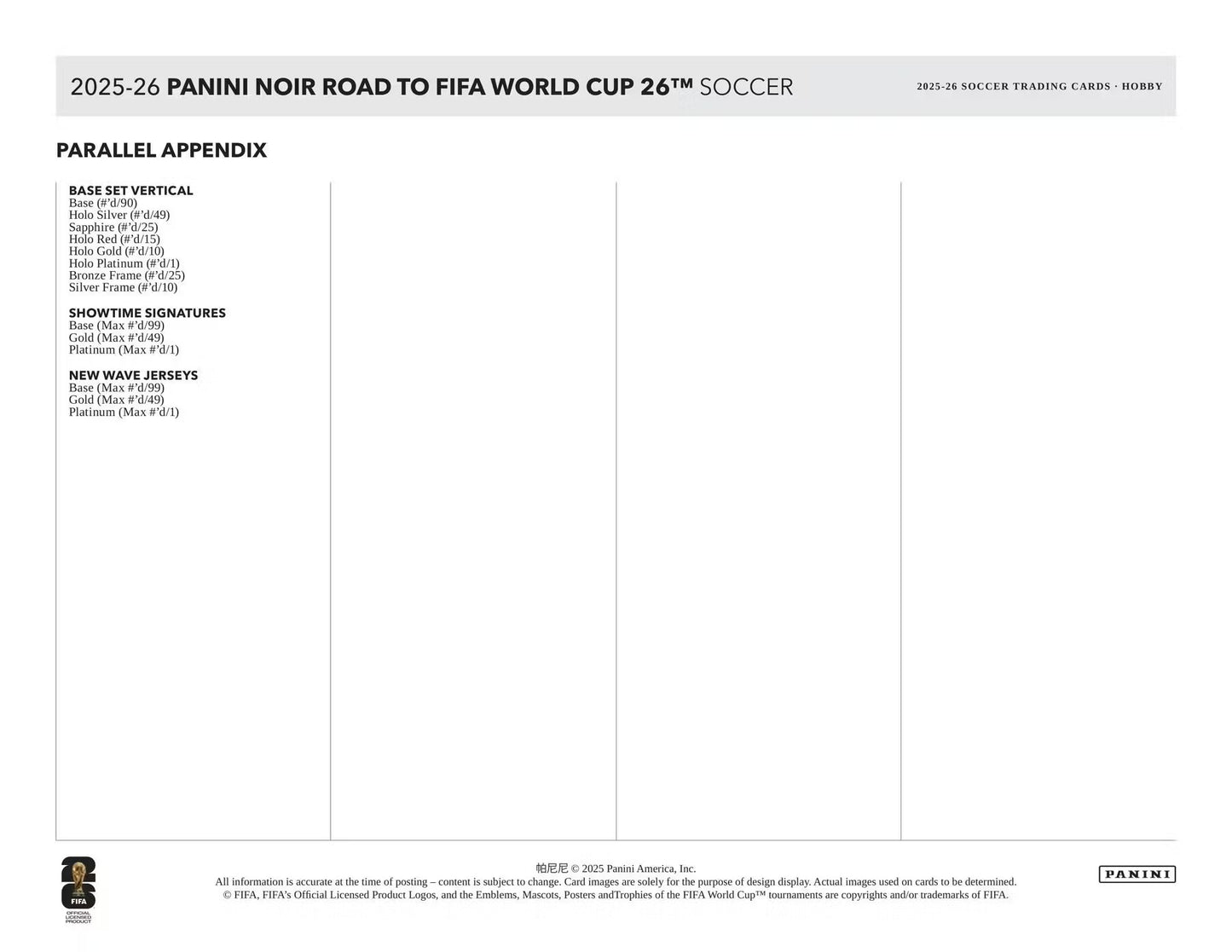2025-26 Panini Noir Road to FIFA World Cup Soccer Hobby International Box