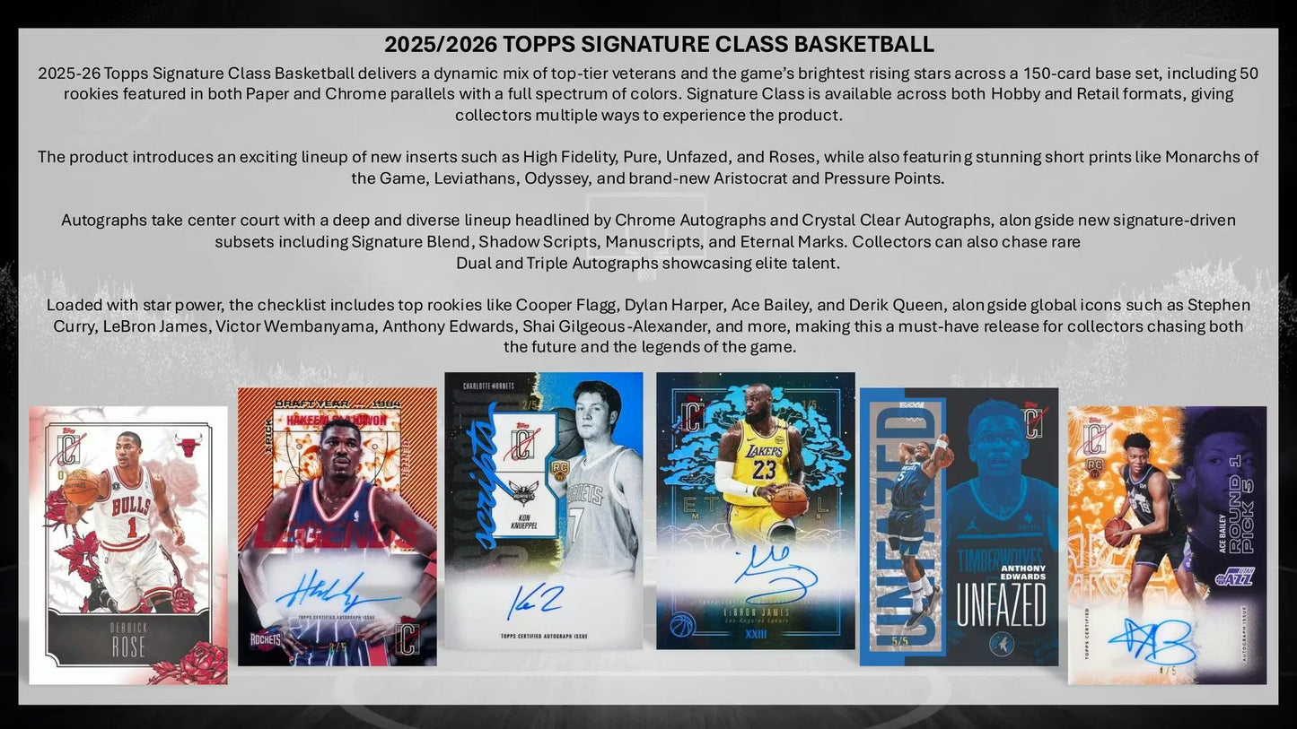 2025-26 Topps Signature Class Basketball Jumbo Box